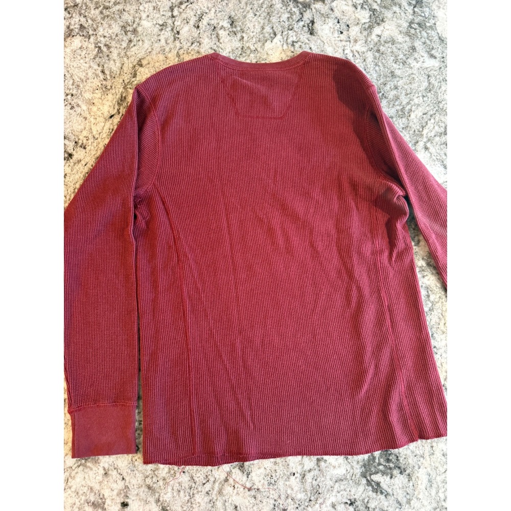 Timberland Mens Burgundy Waffle Knit Thermal Long‎ Sleeve Shirt Size Medium - Picture 7 of 8